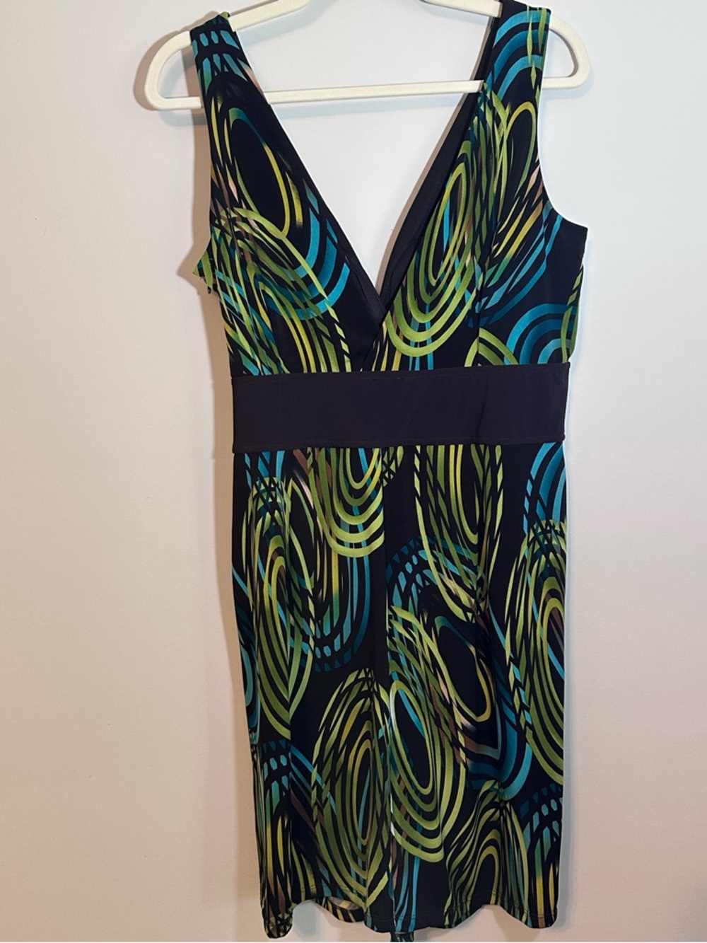 Snap Women's V-Neck Stretchy Fit & Flare Dress Size XL Y2K 90s Vintage Retro - Picture 3 of 8